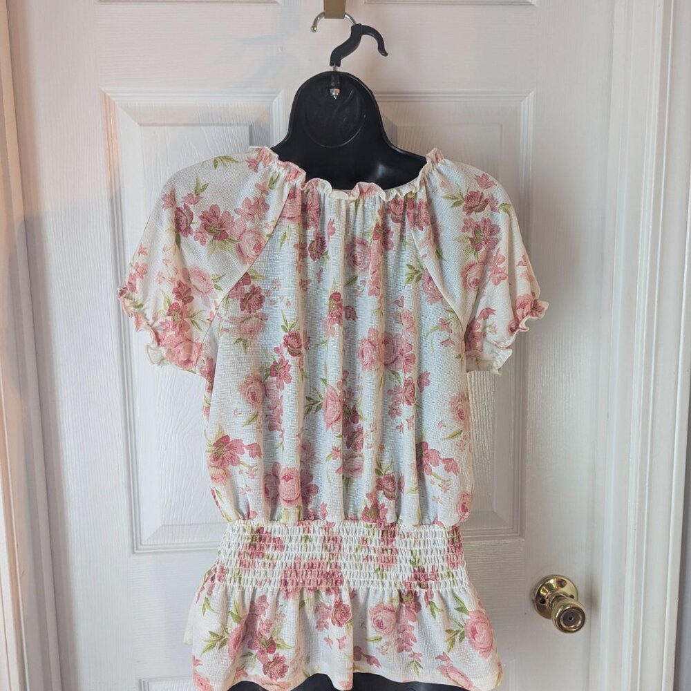FCT white & pink peasant blouse - L - Picture 4 of 5